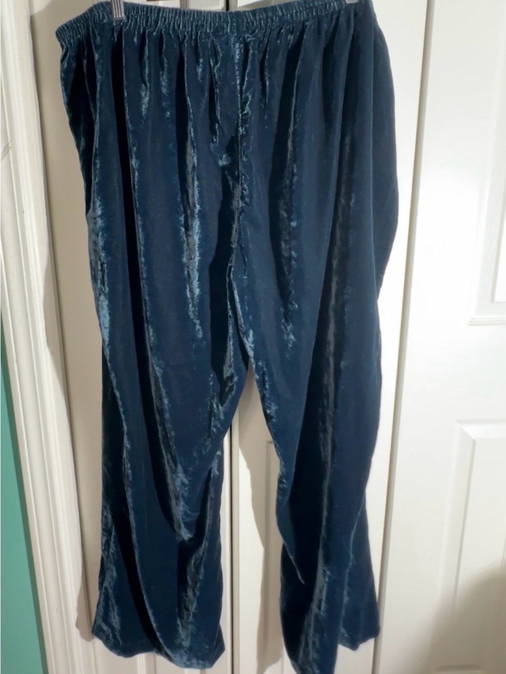 New April Cornell Midnight Blue Velvet Marion Pants Pull On Plus Sz W2 (2X) AA25